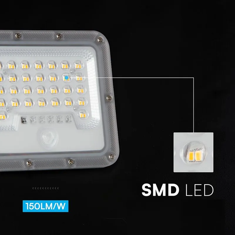 Naświetlacz LED Solarny V-TAC 10W Czujnik Pilot Auto Timer IP65 150LM/W IP65 VT-44048 6000K 1500LM - Czarny