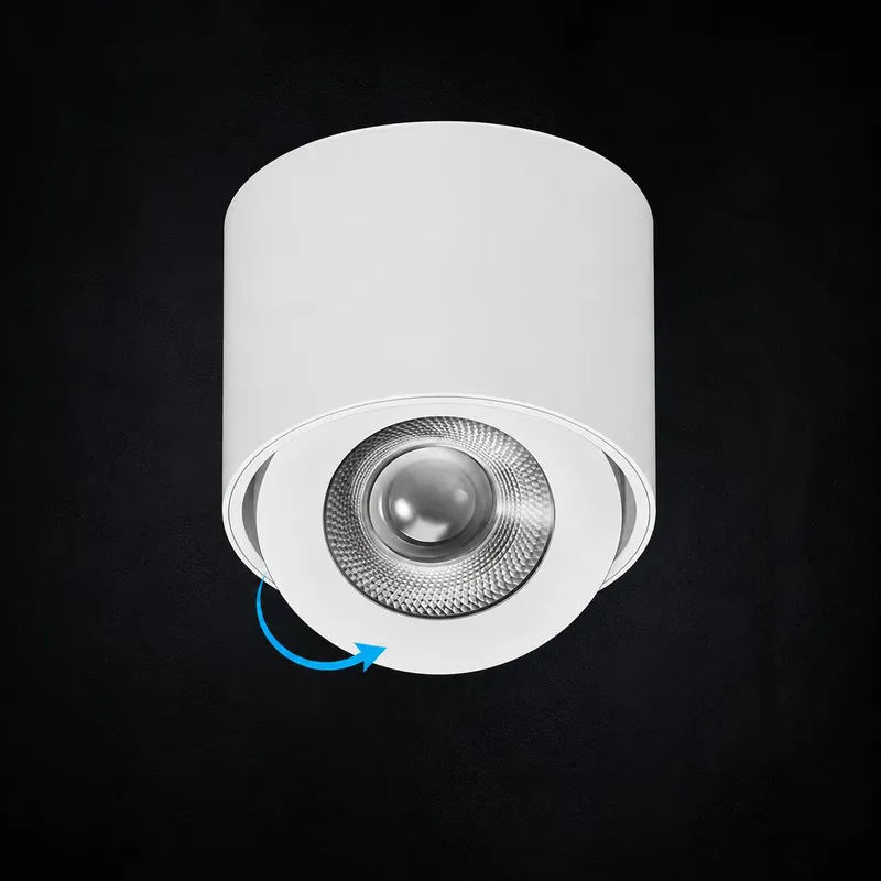 Oprawa V-TAC LED CREE Uchylny Downlight Natynkowy 12W CRI90+ CCT IP44 VT-110012CCT 3000K-4000K-6500K 800LM 6 Lat Gwarancji - Biała