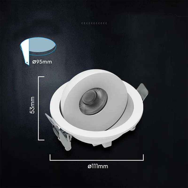 Oprawa V-TAC LED CREE Uchylny Downlight Wpuszczany 18W CRI90+ CCT IP44 VT-110017CCT 3000K-4000K-6500K 1350LM 6 Lat Gwarancji - Biała