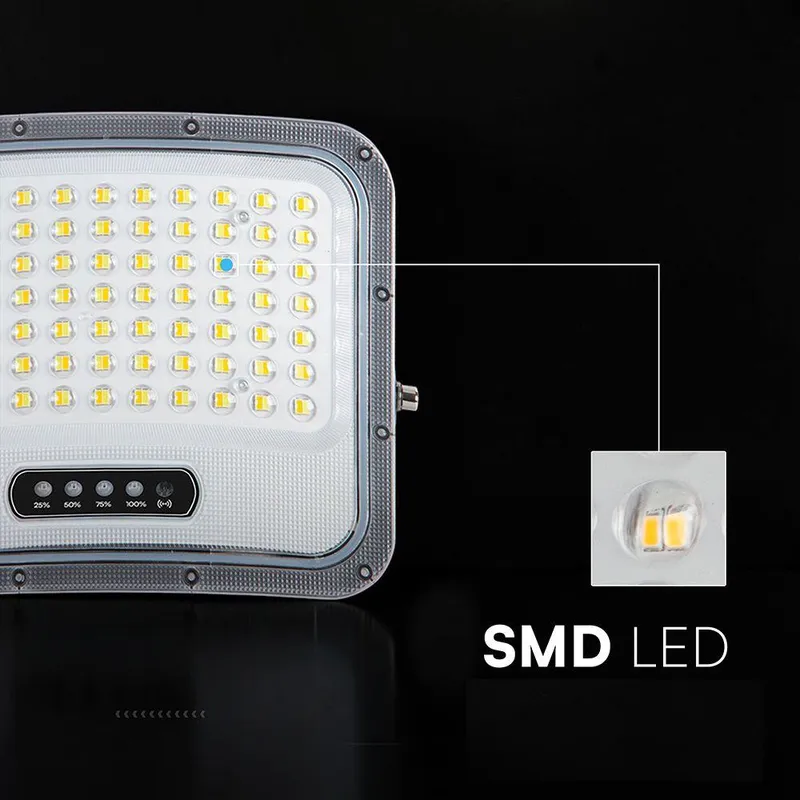Naświetlacz LED Solarny V-TAC 12W Pilot Auto Timer IP65 CCT VT-105W 3000K-4500K-6500K 2000LM - Czarny