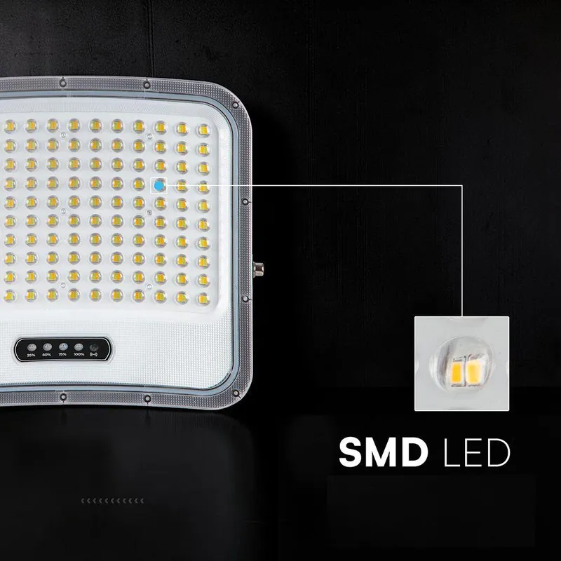 Naświetlacz LED Solarny V-TAC 25W Pilot Auto Timer IP65 CCT VT-305W 3000K-4500K-6500K 2000LM - Czarny