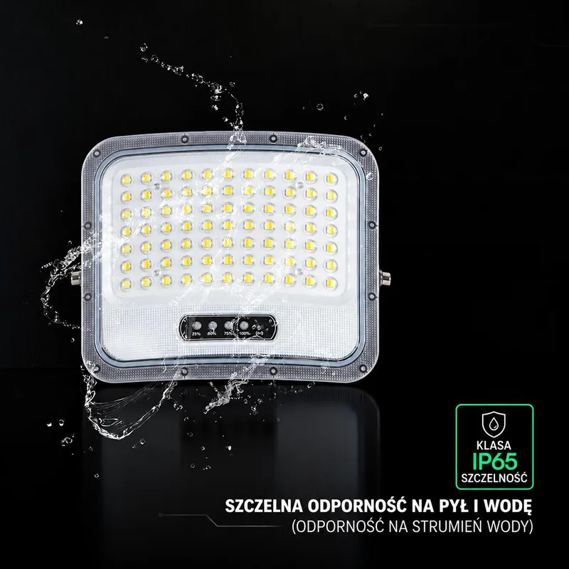 Naświetlacz LED Solarny V-TAC 25W Pilot Auto Timer IP65 CCT VT-305W 3000K-4500K-6500K 2000LM - Czarny