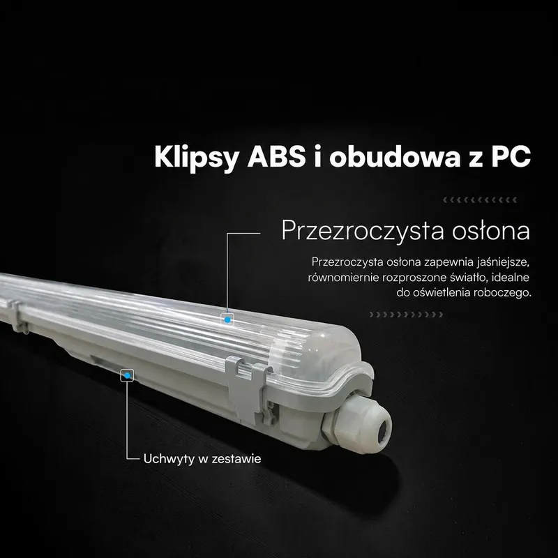 Oprawa Hermetyczna Korpus V-TAC LED Do Świetlówek 2x150cm IP65 PC+ABS VT-121002