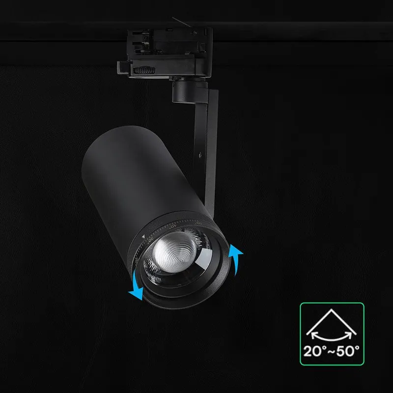 Oprawa Szynoprzewód 3F V-TAC 30W LED Regulowany Kąt 25-50STOPNI CCT VT-18031CCT 3000K-4200K-6400K 2480LM - Czarna