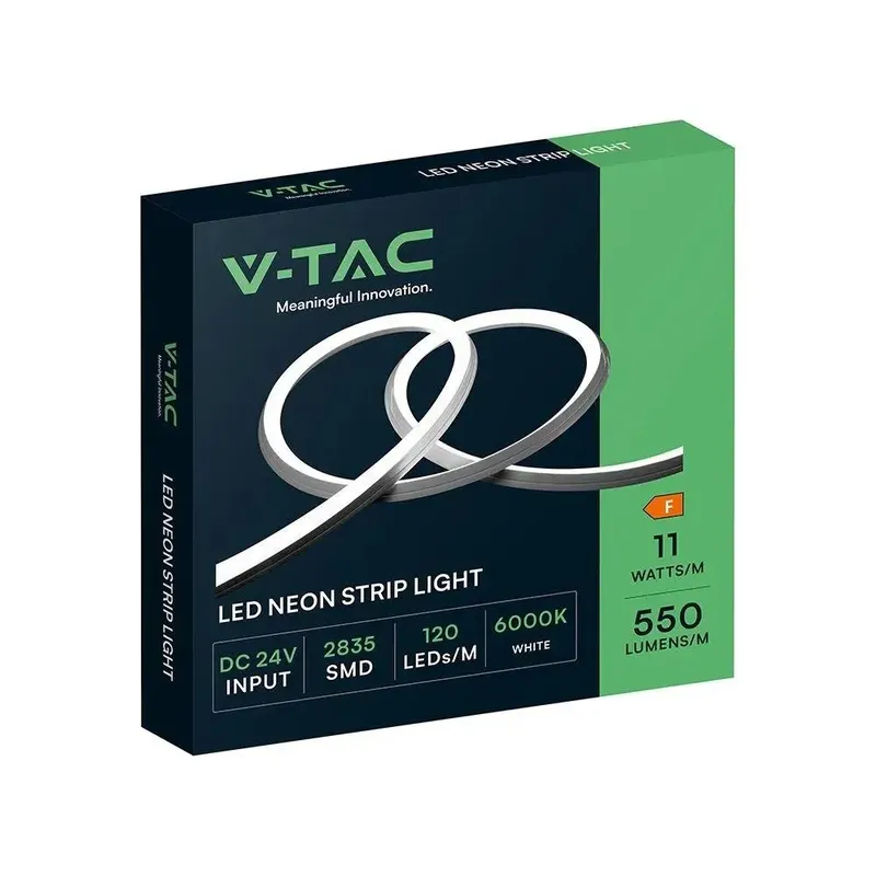 Neon Flex LED V-TAC 24V 10mb 11W/M 120LED/M CRI90 IP65 VT-567 6000K 550
