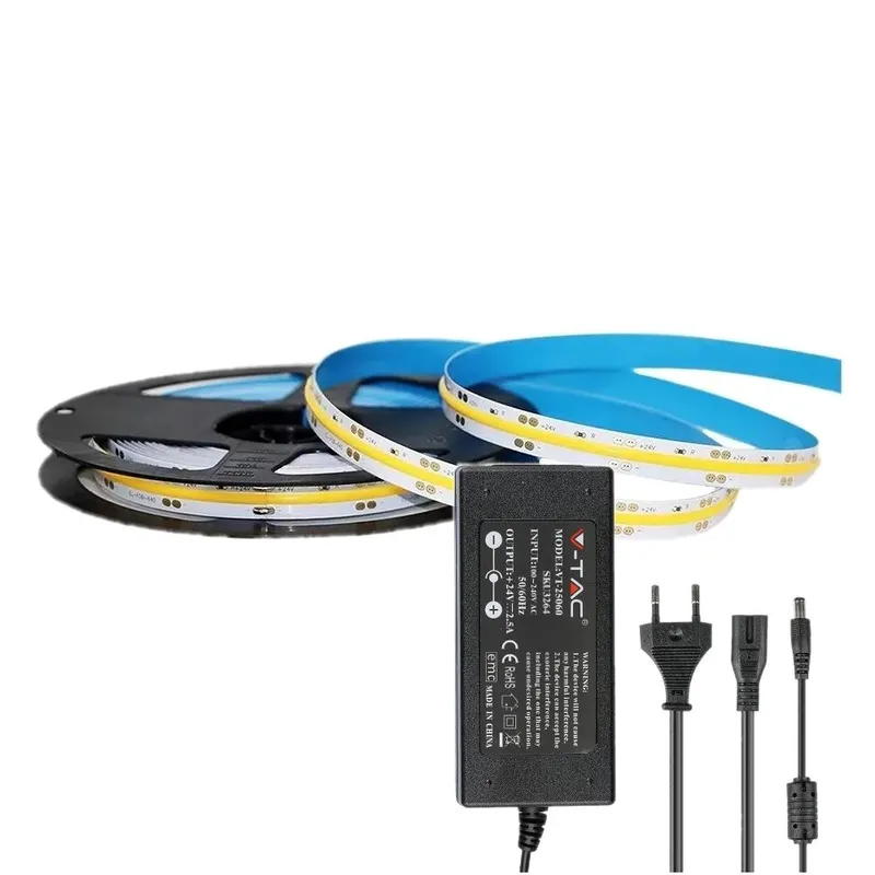 Zestaw LED V-TAC Taśma 512LED/M COB 24V 12W/M Zasilacz 24V 60W (2669+3264) 6400K 1000LM