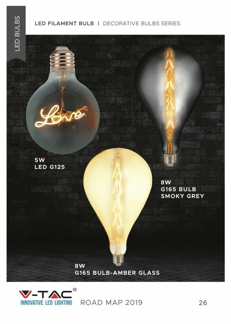 Żarówka LED V-TAC 5W E27 Love Filament G125 VT-2205 2200K 70LM