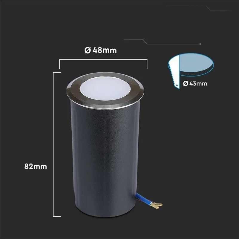 Oprawa Gruntowa Ogrodowa Najazdowa Podłogowa V-TAC 1W LED IP67 VT-1151 3000K 51LM - Srebrna