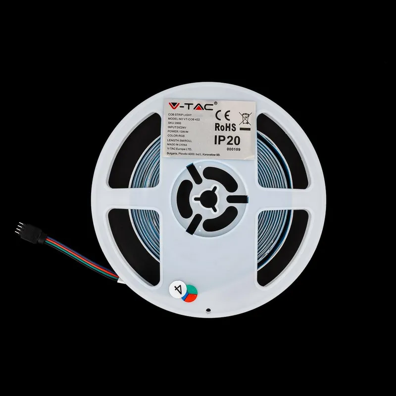 Taśma LED V-TAC Bezpunktowa COB 420LED 24V IP20 5mb 13W/M VT-COB RGB