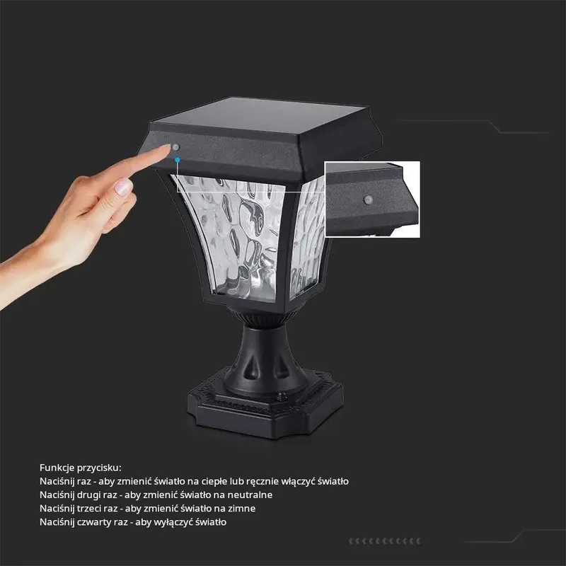 Słupek Ogrodowy Solarny V-TAC 2W LED IP44 25cm VT-983 3000K-4500K-6000K 110LM 3 Lata Gwarancji
