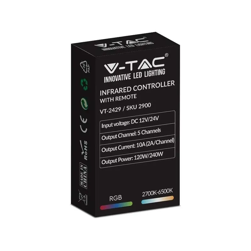 Sterownik Taśm V-TAC LED RGBW CCT 12V/24V WI-FI Google Home Alexa, Pilot Radiowy 28 Przycisków VT-2429