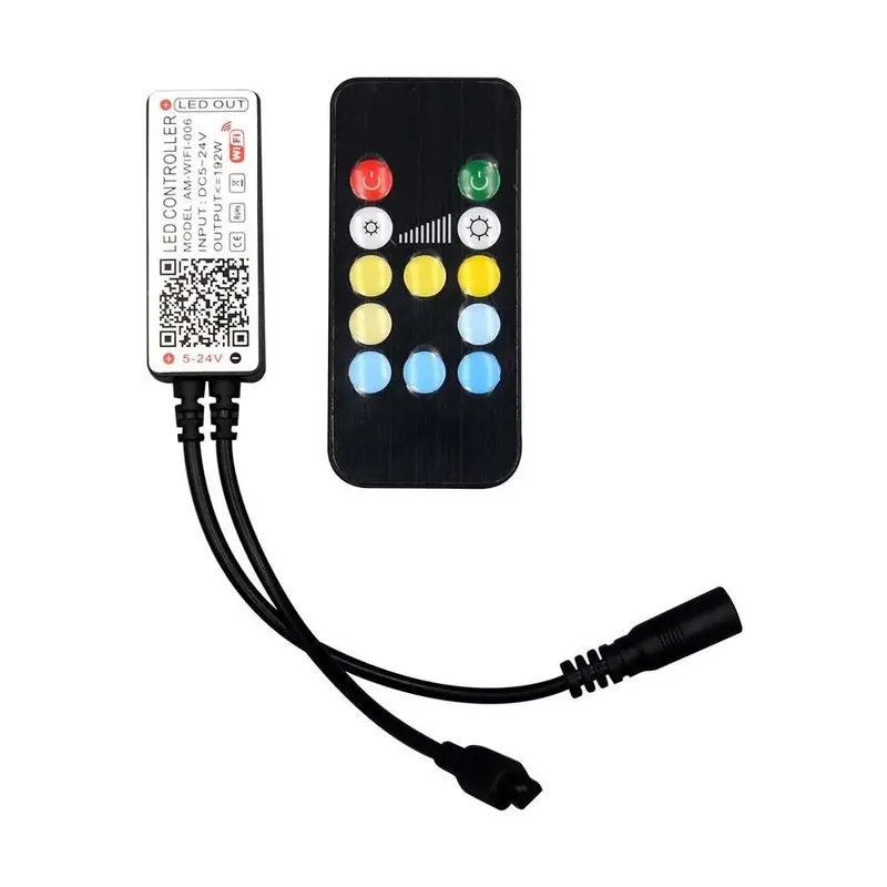 Sterownik Taśm V-TAC LED CCT Mono Jednokolorowy 12V/24V WI-FI Google Home Alexa, Pilot 24 Przyciski VT-2427