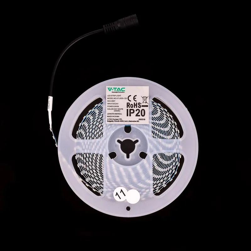 Taśma LED V-TAC SMD2835 128LED 24V IP20 Szerokość 4mm VT-2835 128 3000K 1200LM