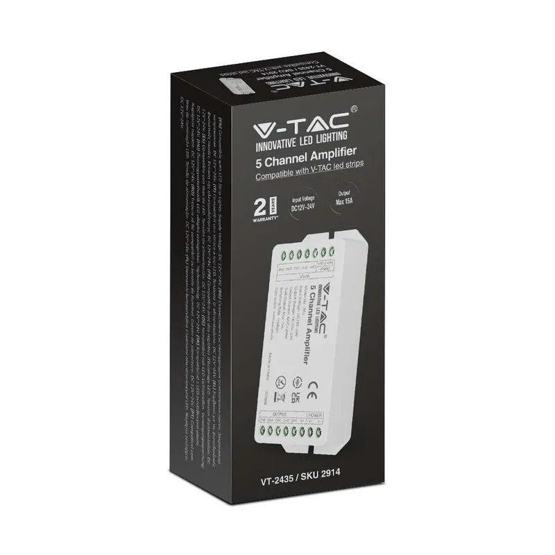 Wzmacniacz V-TAC 5 Kanałowy 15A/MAX 12V-180W 24V-360W VT-2435
