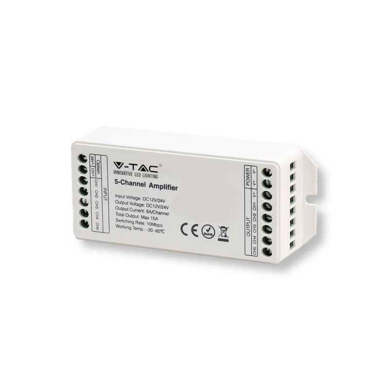 Wzmacniacz V-TAC 5 Kanałowy 15A/MAX 12V-180W 24V-360W VT-2435