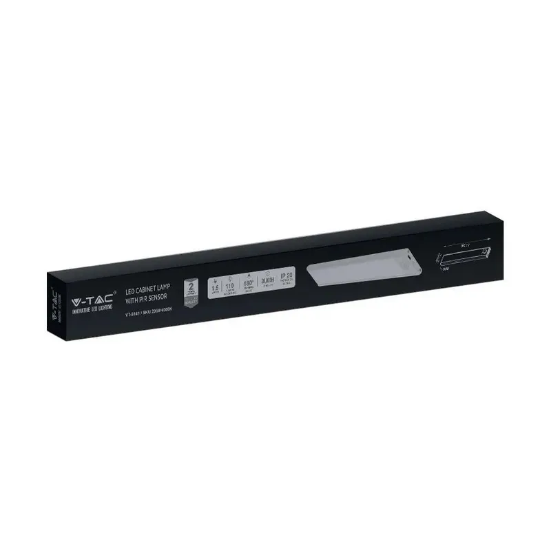 Oprawa Podszafkowa V-TAC 1,5W LED Czujnik Ruchu Ładowanie USB 30cm VT-814 4000K 110LM - Srebrna