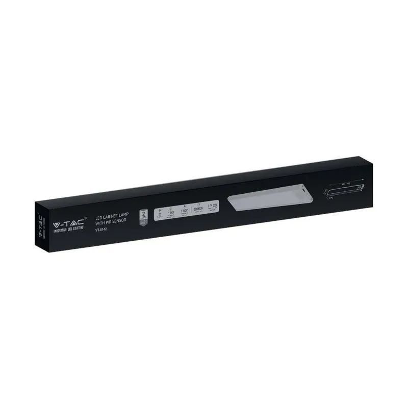 Oprawa Podszafkowa V-TAC 2W LED Czujnik Ruchu Ładowanie USB 40cm VT-8142 3000K 160LM - Czarna