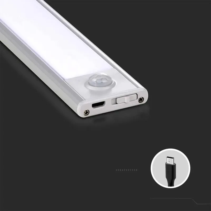 Oprawa Podszafkowa V-TAC 2W LED Czujnik Ruchu Ładowanie USB 40cm VT-8142 3000K 160LM - Srebrna