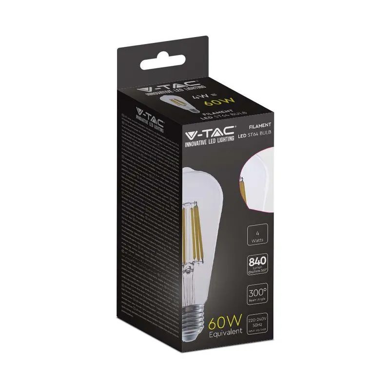 Żarówka LED V-TAC 4W E27 Filament Vintage ST64 210LM/W VT-2364 3000K 840LM
