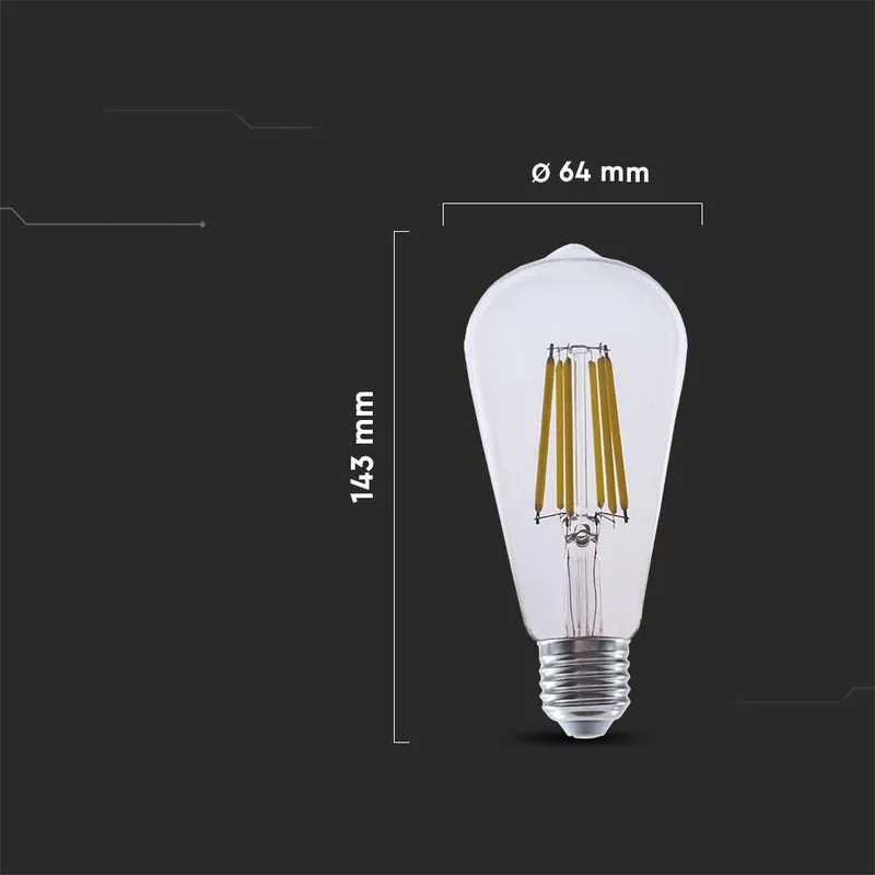 Żarówka LED V-TAC 4W E27 Filament Vintage ST64 210LM/W VT-2364 3000K 840LM