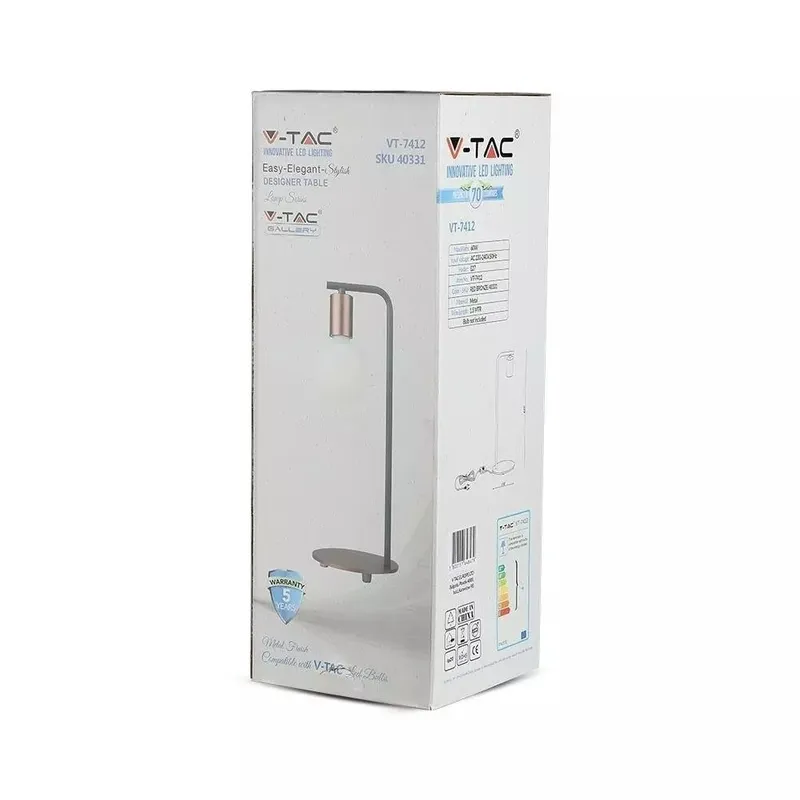 Lampka Stołowa Nocna V-TAC E27 Brązowa/Miedziana 150x420mm VT-7412 5 Lat Gwarancji