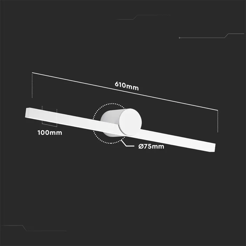 Oprawa Kinkiet Ścienny V-TAC 10W LED IP65 Lustro Obraz Łazienka VT-7022-W 3000K 1530LM - Biały