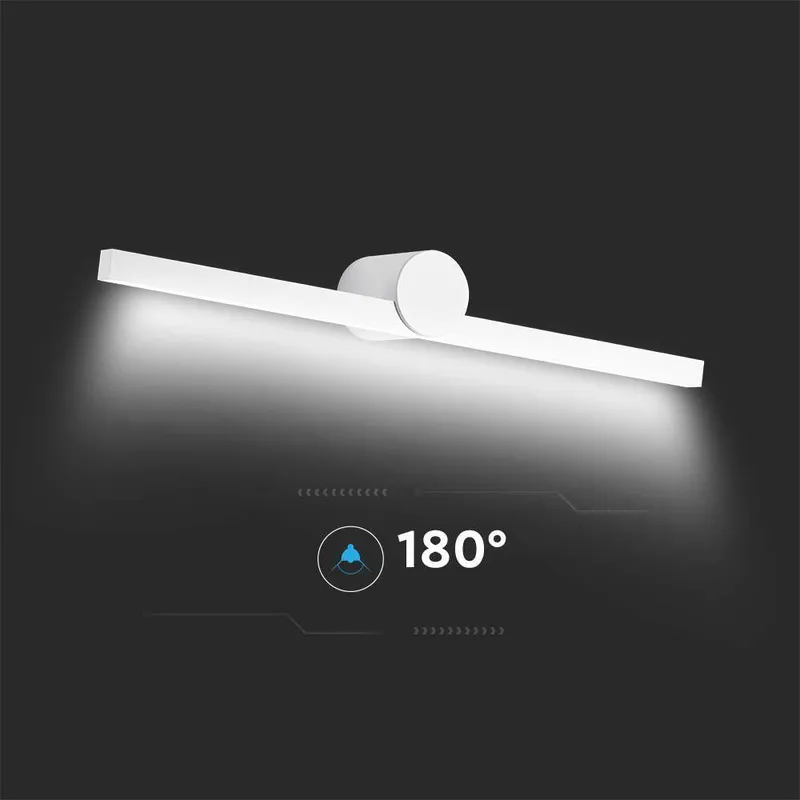 Oprawa Kinkiet Ścienny V-TAC 10W LED IP65 Lustro Obraz Łazienka VT-7022-W 3000K 1530LM - Biały