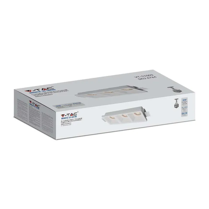 Oprawa Gipsowa V-TAC 3XGU10 Sufitowa 280x100 VT-11003 3 Lata Gwarancji - Biała