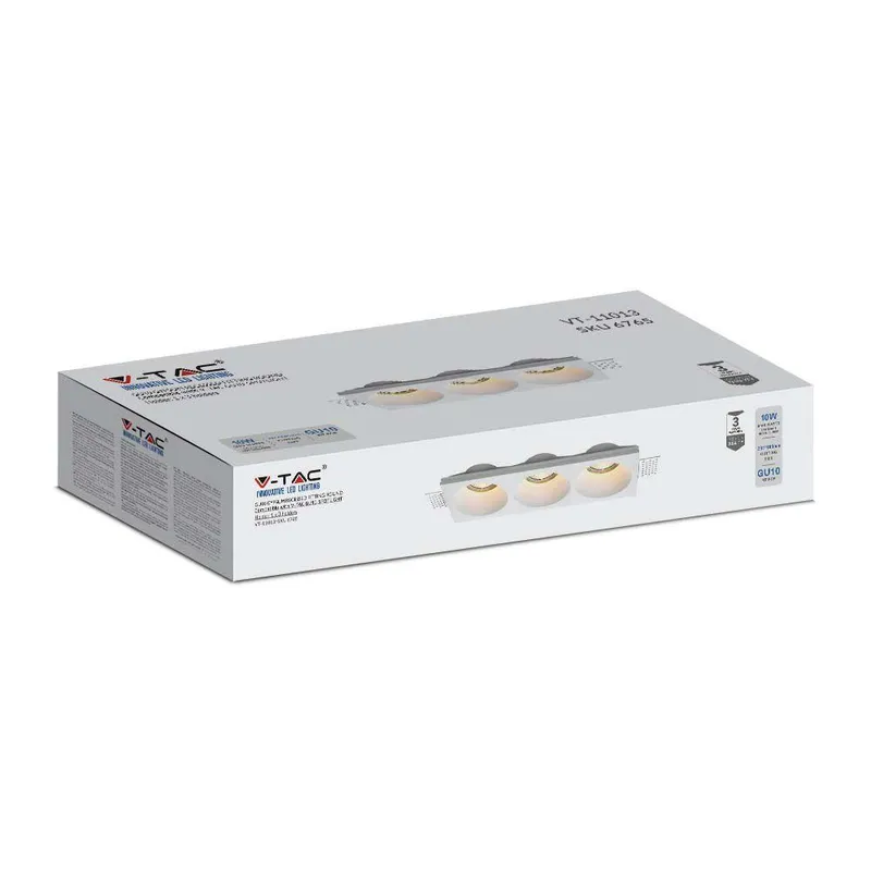 Oprawa Gipsowa V-TAC 3XGU10 Sufitowa 280x100 VT-11013 3 Lata Gwarancji - Biała