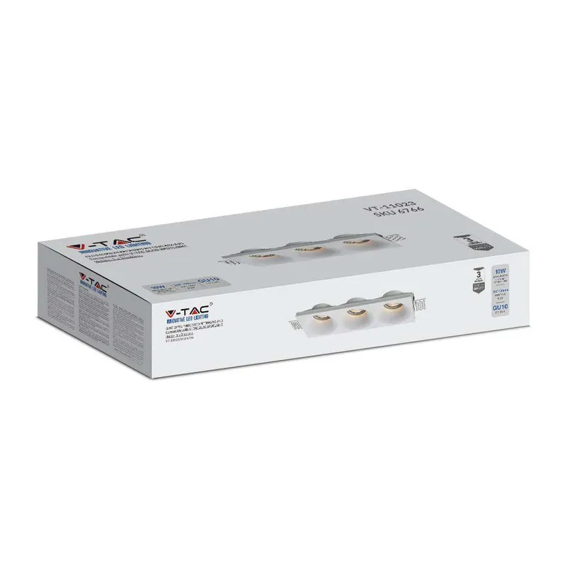 Oprawa Gipsowa V-TAC 3XGU10 Sufitowa 280x100 VT-11023 3 Lata Gwarancji - Biała