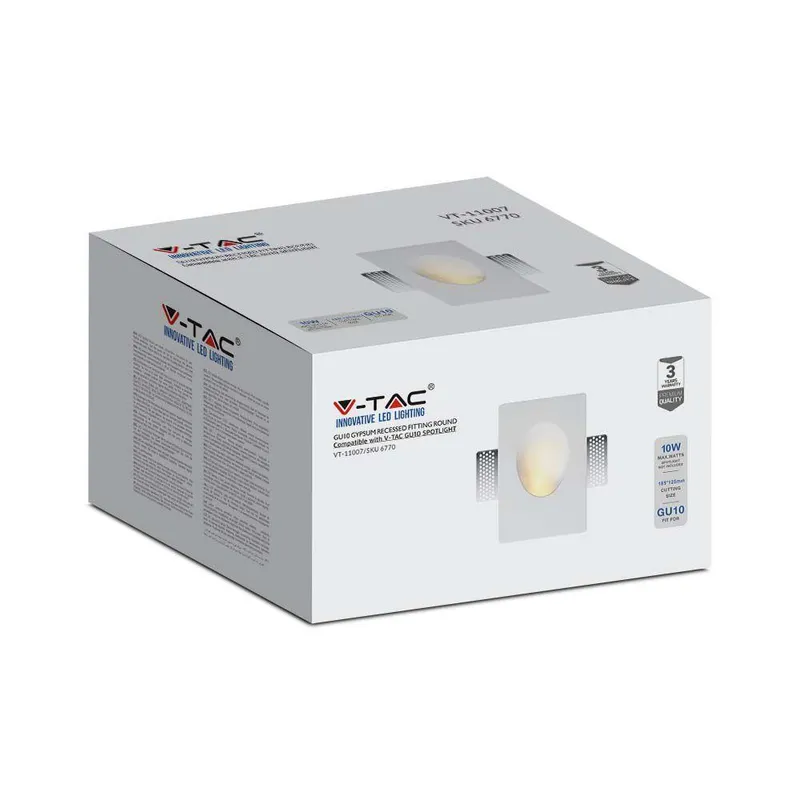 Oprawa Gipsowa V-TAC Kinkiet Ścienny GU10 120x180 VT-11007 3 Lata Gwarancji - Biały