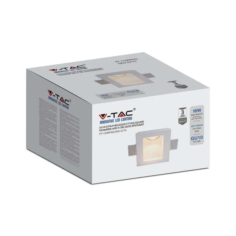 Oprawa Gipsowa V-TAC GU10 Kinkiet Ścienny Kwadrat 120x120 VT-11009 3 Lata Gwarancji