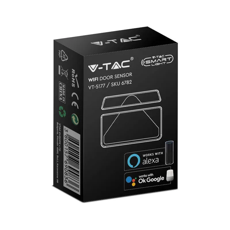 Czujnik Ruchu Otwarcia Drzwi Okna WI-FI Smart Google Home Alexa V-TAC VT-5177 - Biały