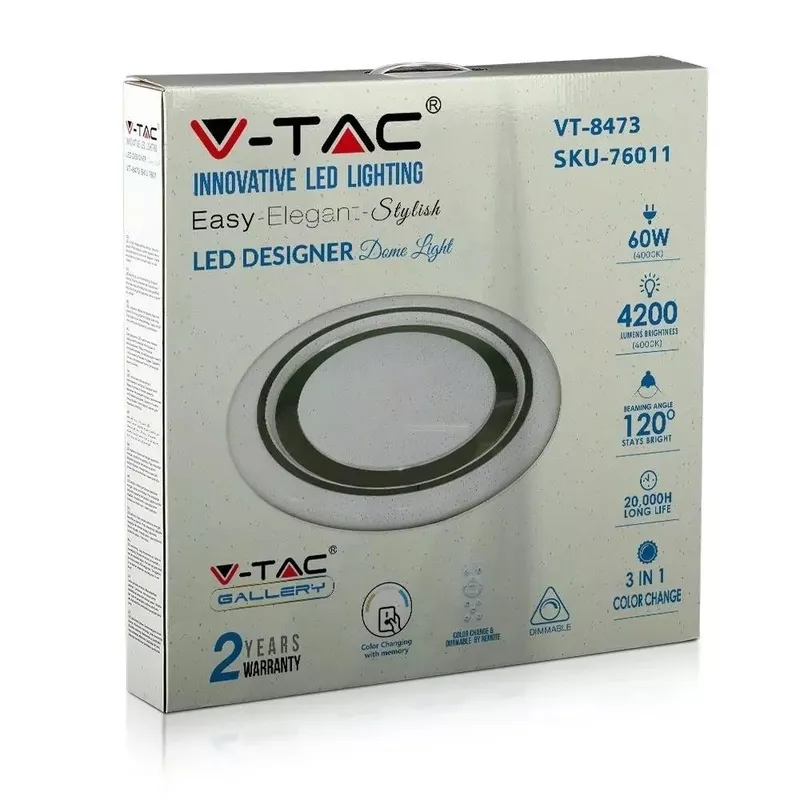 Oprawa Sufitowa Plafoniera V-TAC 60W LED Pilot CCT Timer Gwiazdy FI.480 VT-8473 2700K-6400K 4200LM