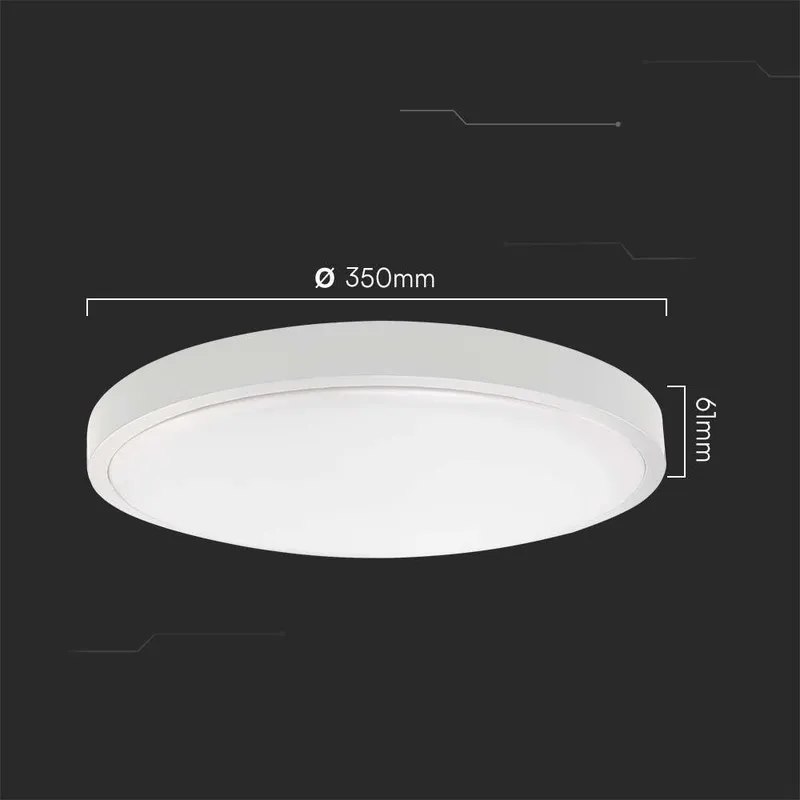 Oprawa Sufitowa Plafoniera V-TAC 36W LED SAMSUNG CHIP Okrągły 35cm Natynkowy IP44 VT-8630 3000K 3820LM 5 Lat Gwarancji - Biały