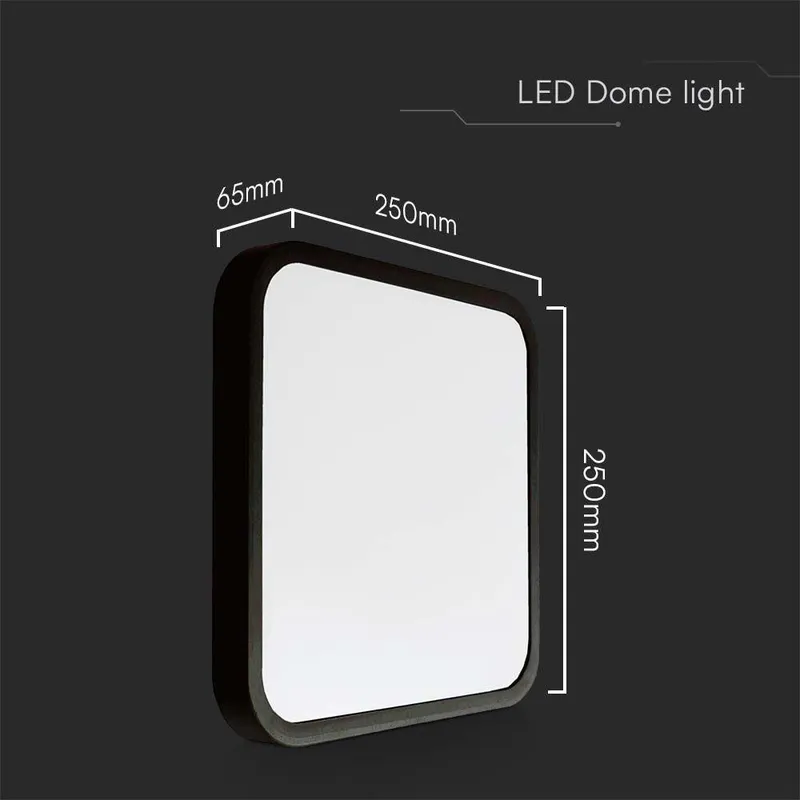 Oprawa Sufitowa Plafoniera V-TAC 18W LED SAMSUNG CHIP Kwadrat 25x25cm Natynkowy IP44 VT-8618B 4000K 1830LM 5 Lat Gwarancji - Czarny