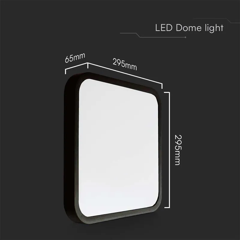 Oprawa Sufitowa Plafoniera V-TAC 24W LED SAMSUNG CHIP Kwadrat 30x30cm Natynkowy IP44 VT-8624B 3000K 2500LM 5 Lat Gwarancji - Czarny