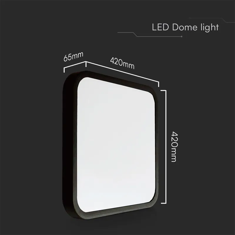 Oprawa Sufitowa Plafoniera V-TAC 48W LED SAMSUNG CHIP Kwadrat 42x42cm Natynkowy IP44 VT-8630B 3000K 5160LM 5 Lat Gwarancji - Czarny