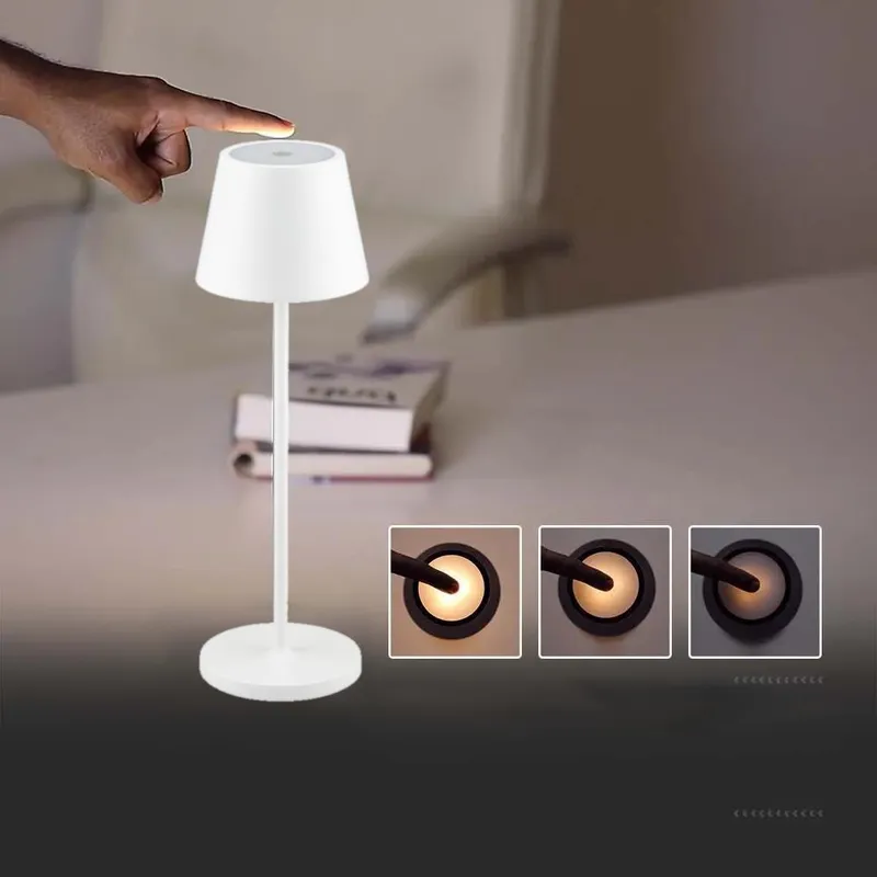 Lampka Stołowa Nocna V-TAC 2W LED 38cm Ładowanie Ściemnianie IP54 VT-7522 3000K 200LM - Biała