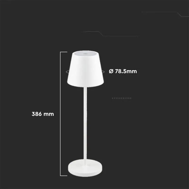 Lampka Stołowa Nocna V-TAC 2W LED 38cm Ładowanie Ściemnianie IP54 VT-7522 3000K 200LM - Biała