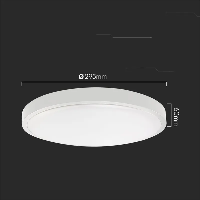 Oprawa Sufitowa Plafoniera V-TAC 18W LED SAMSUNG CHIP Okrągły 29cm Natynkowy Pilot Czujnik Ruchu IP44 VT-8618S 6500K 1830LM 5 Lat Gwarancji - Biały