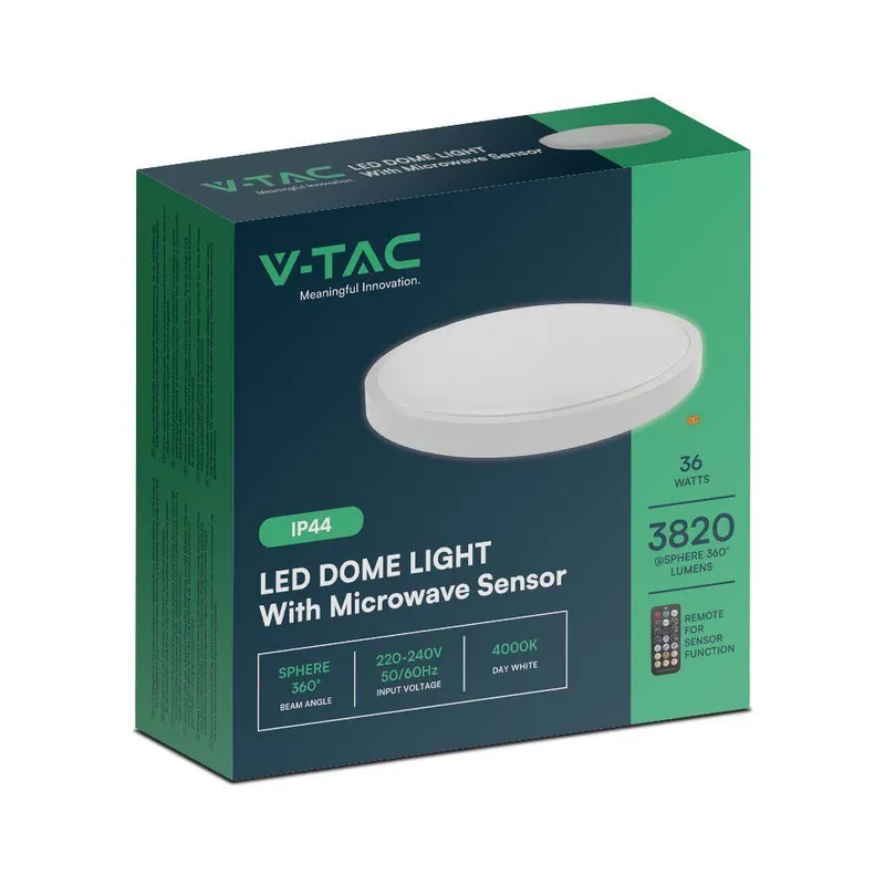 Oprawa Sufitowa Plafoniera V-TAC 36W LED Okrągły 42cm Natynkowy Pilot Czujnik Ruchu IP44 VT-8630S 4000K 3820LM - Biały