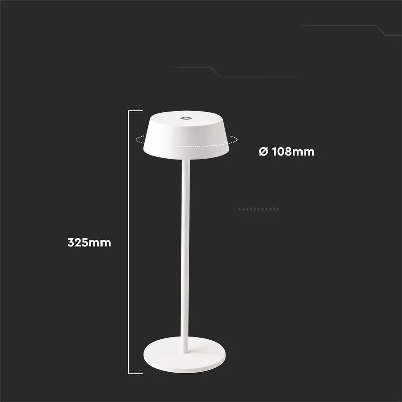 Lampka Stołowa Nocna V-TAC 2W LED 32,5cm Ładowanie Ściemnianie IP54 VT-7562 3000K 200LM - Biała