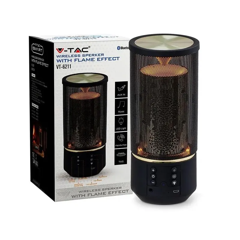 Przenośny Głośnik V-TAC Bluetooth Diody LED 6 Ustawień Światła TWS 1200mAh VT-6211
