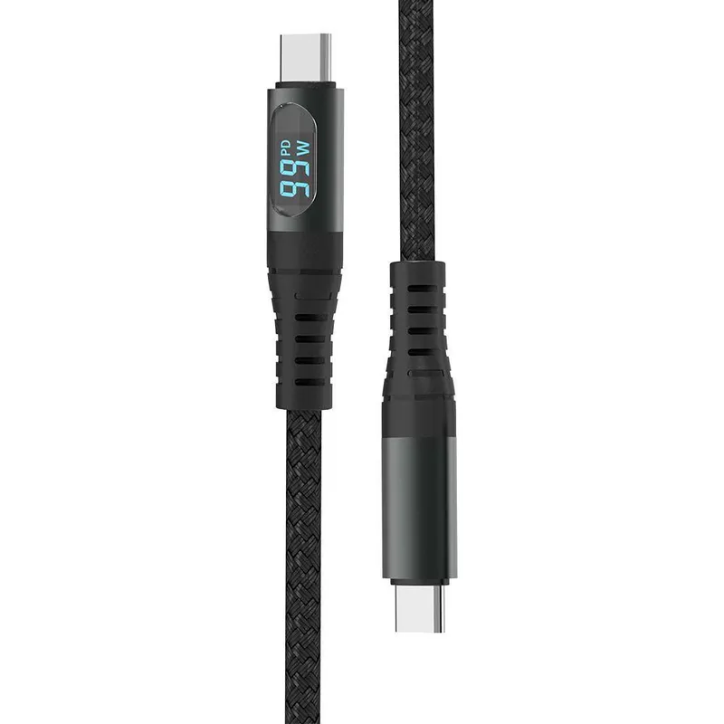 Przewód Type C Do Typ C USB V-TAC 1mb High Speed LCD 100W VT-5303 - Czarny