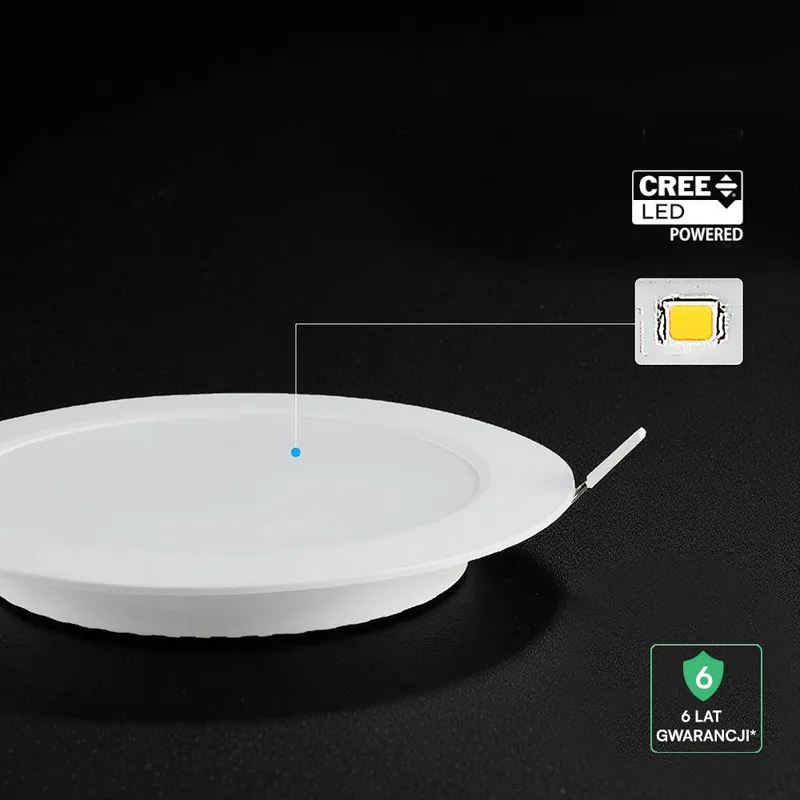 Panel Wpuszczany Downlight V-TAC 24W LED CREE CHIP Okrągły 294x29mm VT-61024CCT 3000K-4000K-6500K 2640LM 6 Lat Gwarancji