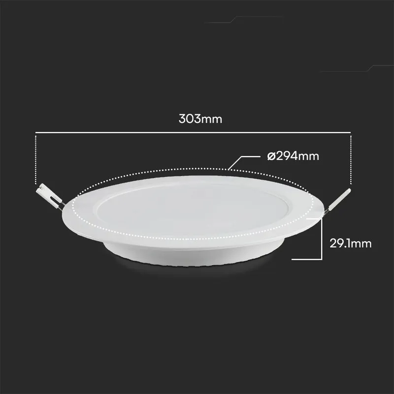 Panel Wpuszczany Downlight V-TAC 24W LED SAMSUNG CHIP Okrągły 294x29mm VT-61024RD-S 6500K 2640LM 5 Lat Gwarancji