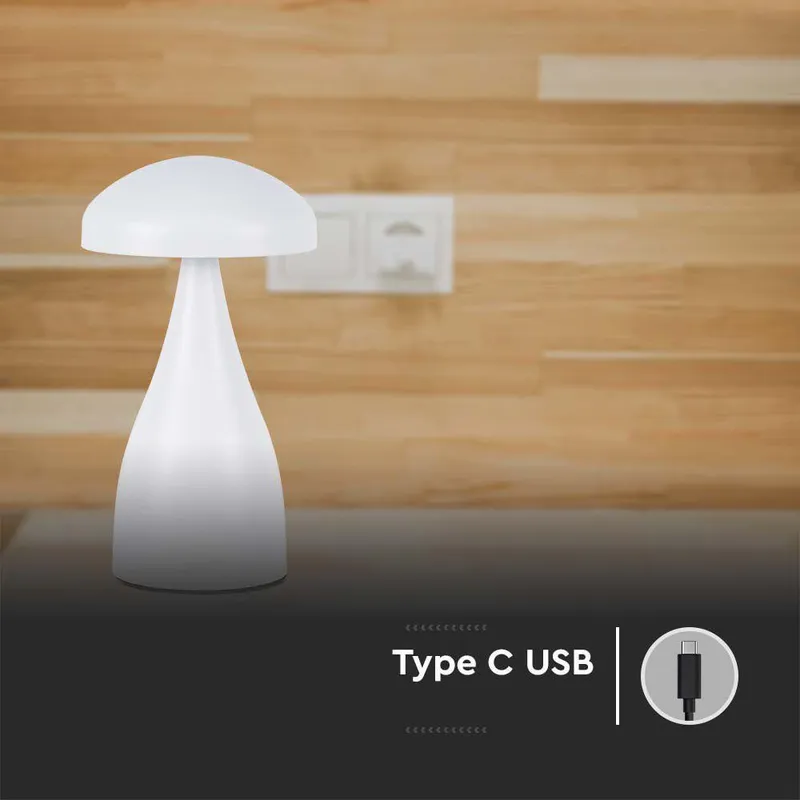 Lampka Stołowa Nocna V-TAC 1W LED 22cm Ładowanie USB Ściemnianie VT-1041 3000K-6000K 55LM - Biała