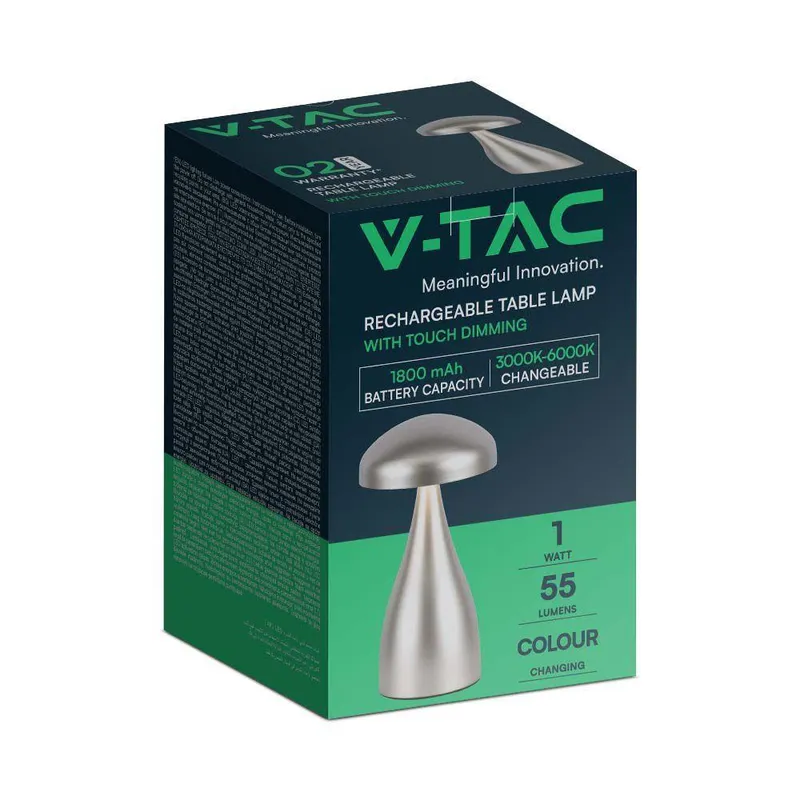 Lampka Stołowa Nocna V-TAC 1W LED 22cm Ładowanie USB Ściemnianie VT-1041 3000K-6000K 55LM - Złota
