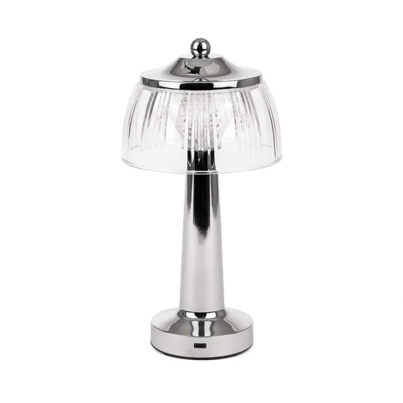 Lampka Stołowa Nocna V-TAC 1W LED 26cm Ładowanie USB Ściemnianie Chrom VT-1048 3000K-6000K 55LM